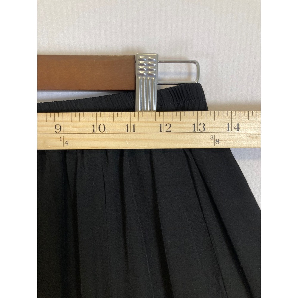 Boho Artsy Lagenlook Women Medium Black Wide Leg Lettuce Edge Palazzo Pants - Picture 4 of 9